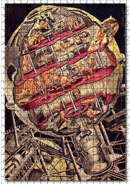 Uzay Mekiği Kesit Vintage Resim 120 Parça Puzzle Yapboz Mdf (Ahşap)