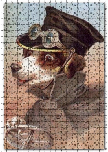 Şoför Kıyafetli Sevimli Köpek 120 Parça Puzzle Yapboz Mdf (Ahşap)