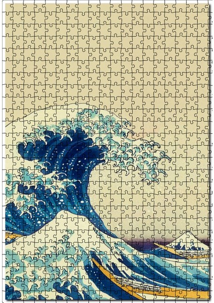 Büyük Dalgalar Japon Sanat Görsel 120 Parça Puzzle Yapboz Mdf (Ahşap)