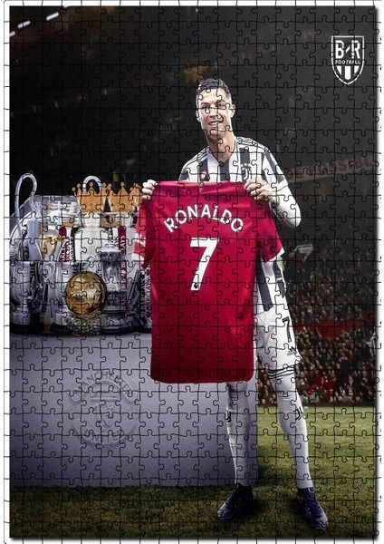 Cristiano Ronaldo Forma Kupa Gösteriyor 120 Parça Puzzle Yapboz Mdf (Ahşap)