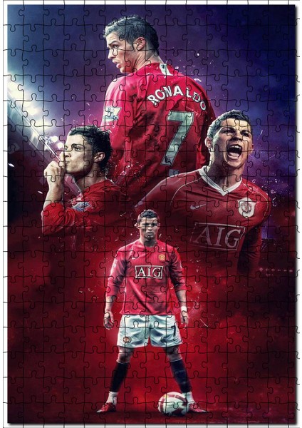 Cristiano Ronaldo 7 Kompozisyon 255 Parça Puzzle Yapboz Mdf (Ahşap)