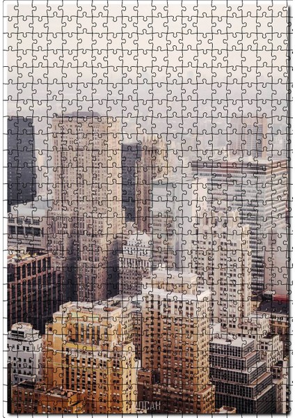 New York Gökdelenler Şehri Görseli 120 Parça Puzzle Yapboz Mdf (Ahşap)