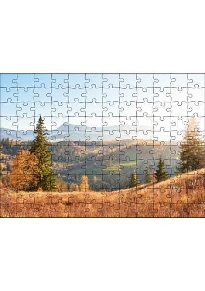 Yeşil Tepelerde Güneşli Bir Gün 120 Parça Puzzle Yapboz Mdf (Ahşap)