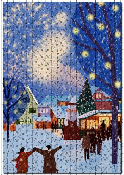 Yılbaşı Kutlaması Çiftler 120 Parça Puzzle Yapboz Mdf (Ahşap)