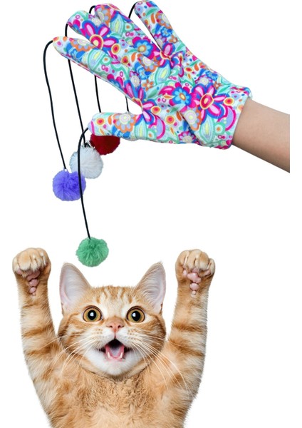 Sihirli Eldiven Ponponlu Kedi Oltası – Çiçek Desenli Sesli Kedi Oyuncağı fiyatları