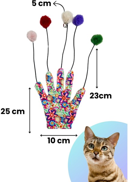 Sihirli Eldiven Ponponlu Kedi Oltası – Çiçek Desenli Sesli Kedi Oyuncağı fırsatları