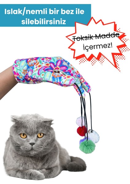 Sihirli Eldiven Ponponlu Kedi Oltası – Çiçek Desenli Sesli Kedi Oyuncağı indirimleri