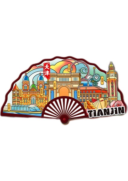 0304TIANJIN, Çin Seyahat Hediyelik Buzdolabı Çıkartmaları (Yurt Dışından)