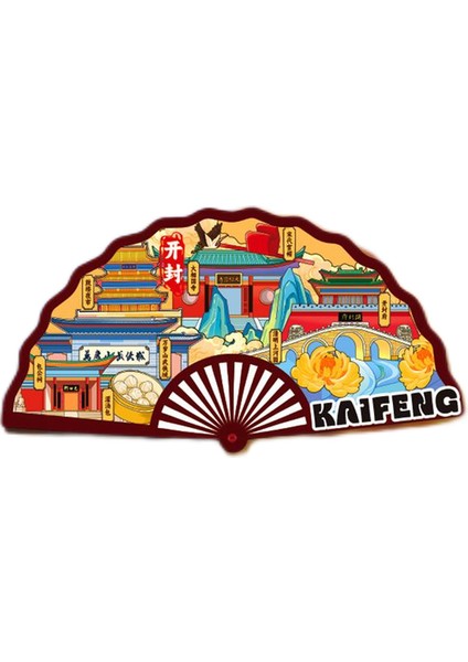 0327ÇIN Kaifeng Seyahat Hediyelik Buzdolabı Çıkartmaları (Yurt Dışından)
