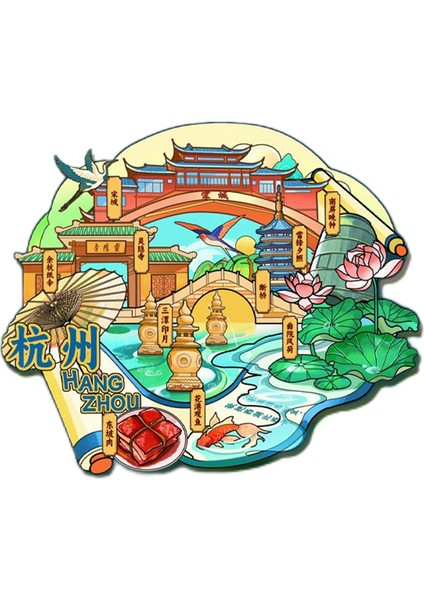 0084ÇIN Hangzhou Seyahat Hediyelik Buzdolabı Çıkartmaları (Yurt Dışından)