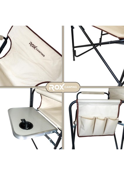 0317 Fonksiyonel Sehpalı Kamp Sandalyesi - Bej