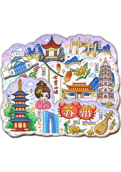0206ÇIN Suzhou Seyahat Hediyelik Buzdolabı Çıkartmaları (Yurt Dışından)