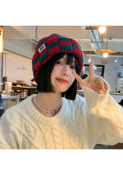 Noel Satranç Tahtası Ekose Örme Yün Şapka (Yurt Dışından) fiyatları