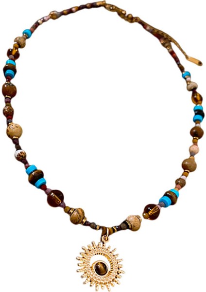 Titanyum Çelik Doğal Taş Güneş Kolye Kolye (Yurt Dışından)