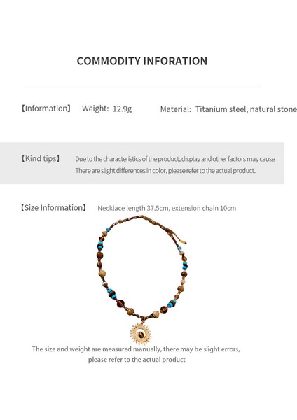 Titanyum Çelik Doğal Taş Güneş Kolye Kolye (Yurt Dışından) fırsatları