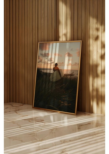 Golden Stillness - Doğal Ahşap Çerçeveli Tablo - Renkli Fotoğraf Poster