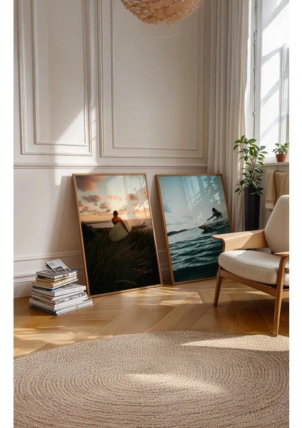 Golden Stillness - Doğal Ahşap Çerçeveli Tablo - Renkli Fotoğraf Poster modelleri