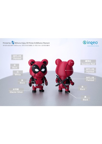 86DUINO Ayı Deadpool / Ölüm Samurayı / Deadpool (Sadece Plastik Aparattır!!!) 3D