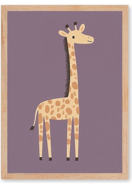 Gentle Giraffe - Doğal Ahşap Çerçeveli Tablo - Yumuşak Çocuk Posteri modelleri