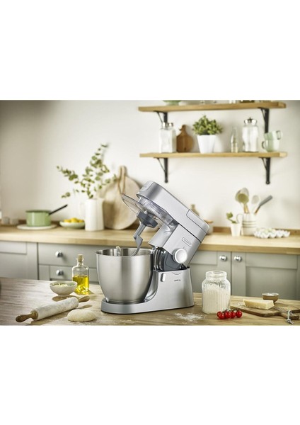 Chef XL Mutfak Şefi 1200 W, 6,7 Lt Paslanmaz Çelik Kase, Sıçrama Önleyici Kapak ve Kademeli Hız Ayarı, Gümüş