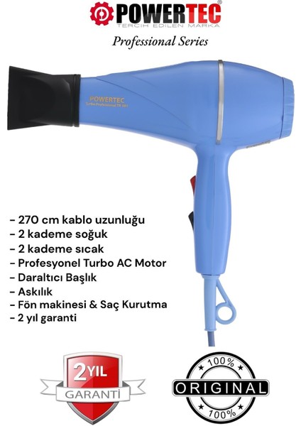 TR-501 Profesyonel Fön Makinesi 2500 W – Dayanıklı Gövde, 2 Hız Ayarı, Ergonomik Tasarım, Kuaför Kullanımına Uygun modelleri