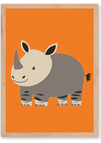 Tiny Rhino - Doğal Ahşap Çerçeveli Tablo - Sakin Çocuk Posteri modelleri