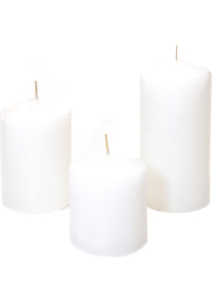 3'lü Ekru Silindir Mum (5,5-7,5-10 cm) fiyatları