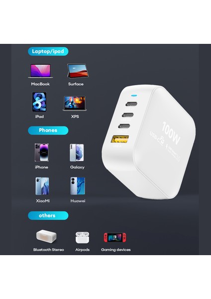 NT-HCH09 100W Pd+Qc Ganprime Şarj Aleti Hızlı Şarj Aleti/şarj Isısını Düşürür Gan Destekli Akım Korumalı Güç Adaptörü indirimleri