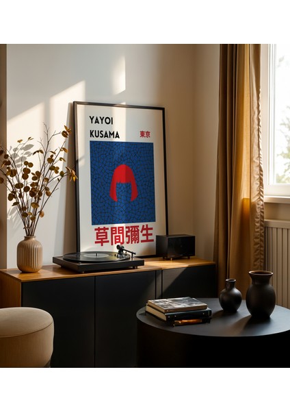 Kusama Mosaic - Doğal Ahşap Çerçeveli Tablo - Illüstrasyon Poster - Curated By Push modelleri