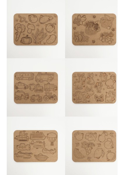 Montessori Boyanabilir Puzzle| 6 Lı Set|30*21 CM|EO6004