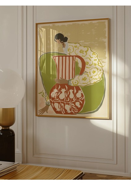 Pomegranate Whisper - Doğal Ahşap Çerçeveli Tablo - Curated By Push fiyatları