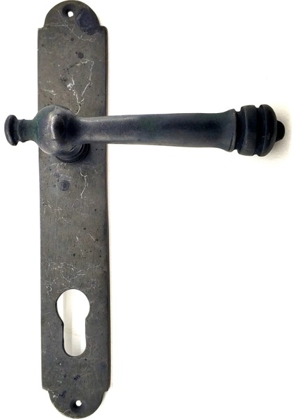 Antika Tarz Dekoratif Pirinç Taşra Oda Kapı Kolu - 220X35 mm Oksit