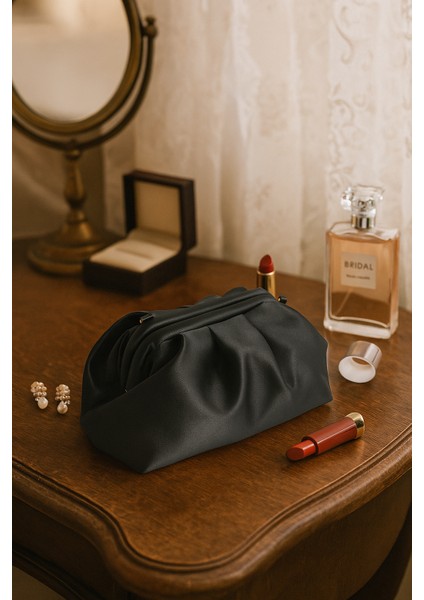 Siyah Kadın Saten Clutch Abiye Çanta fiyatları
