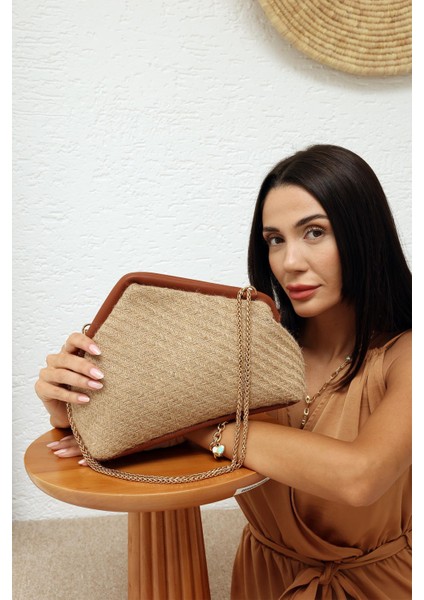 Taba Kadın Jüt Hasır Zincirli Omuz Çantası fiyatları