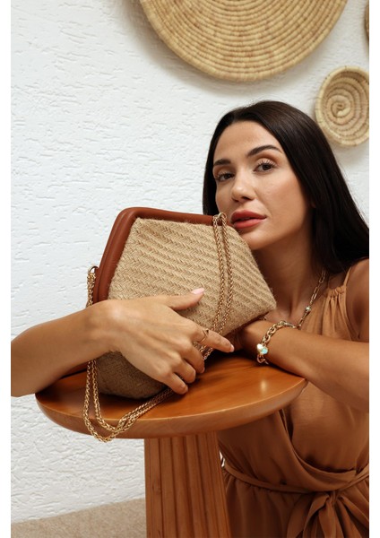 Taba Kadın Jüt Hasır Zincirli Omuz Çantası indirimleri