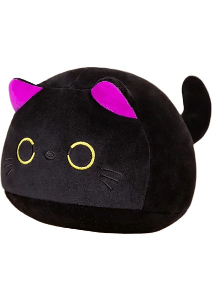 7/11/20CM Kawaii Küçük Sevimli Siyah Kedi Peluş Bebek Karikatür Doldurulmuş Yuvarlak Top Kedi Peluş Kızının Çantası Anahtarlık Kolye Oyuncakları Yükseklik: 25CM/RENK: Mor (Yurt Dışından)