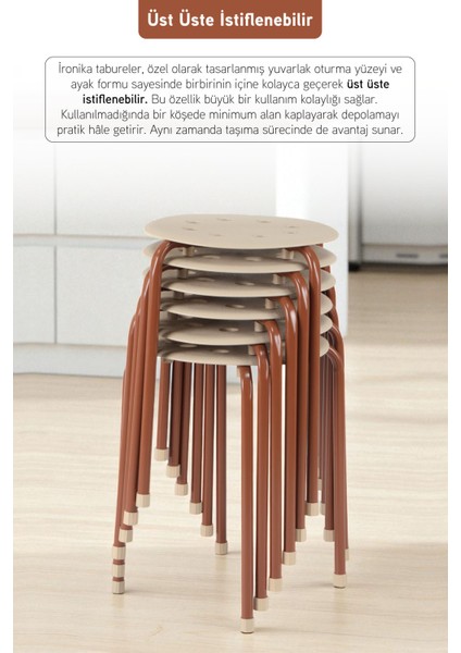 Otto Metal Gövdeli Modern Tabure Mutfak Bahçe Taburesi - 6 Adet Krem fiyatları