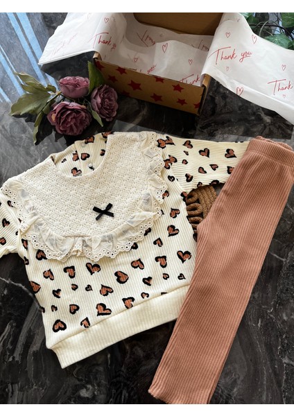 Kalpli Leopar Baskılı Yaka Detaylı Kız Bebek Takım fiyatları