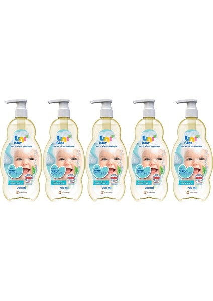 Bebek Saç ve Vücut Şampuanı 700ML Klasik (Pompalı) (5 Li Set)