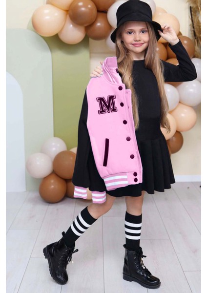 Kız Çocuk Düğme Detaylı Pamuklu Pembe Kolej Ceket Kadife Etekli Takım fiyatları