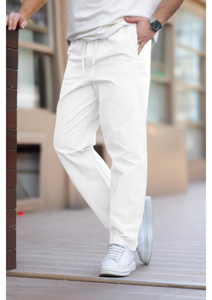 Beyaz Rahat Kesim Erkek Pantolon E6561 fiyatları