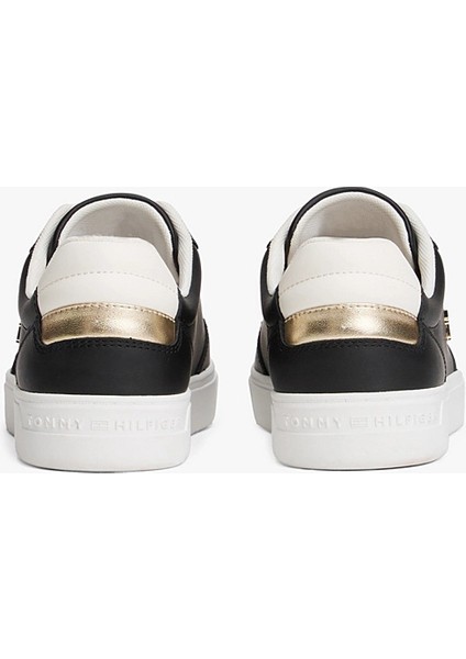 Kadın Th Monogram Plaque Court Sneakers - Siyah fırsatları