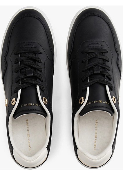 Kadın Th Monogram Plaque Court Sneakers - Siyah indirimleri
