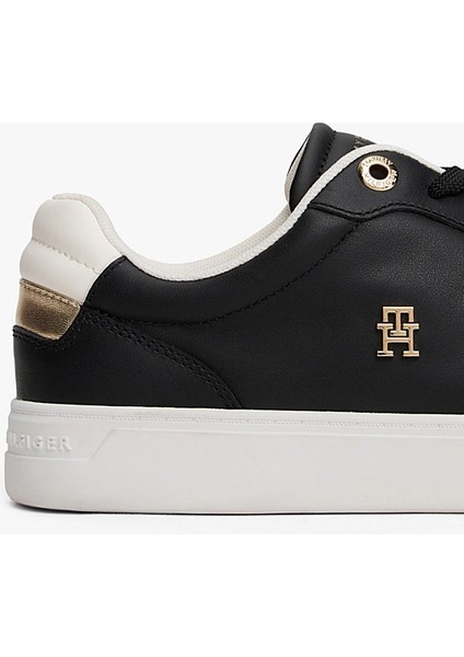 Kadın Th Monogram Plaque Court Sneakers - Siyah