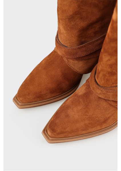 Taba Deri Kadın Western Çizme fırsatları