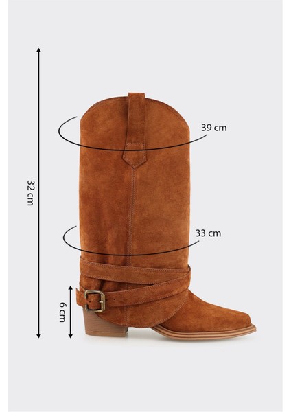 Taba Deri Kadın Western Çizme indirimleri