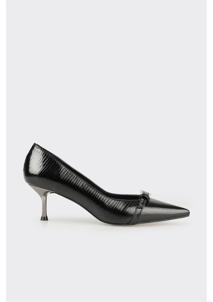 Siyah Kadın Orta Topuk Ayakkabı