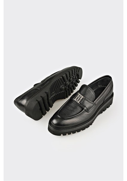 Siyah Deri Erkek Klasik Loafer modelleri