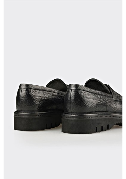 Siyah Deri Erkek Klasik Loafer indirimleri