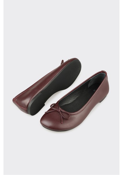 Bordo Deri Kadın Günlük Ayakkabı modelleri